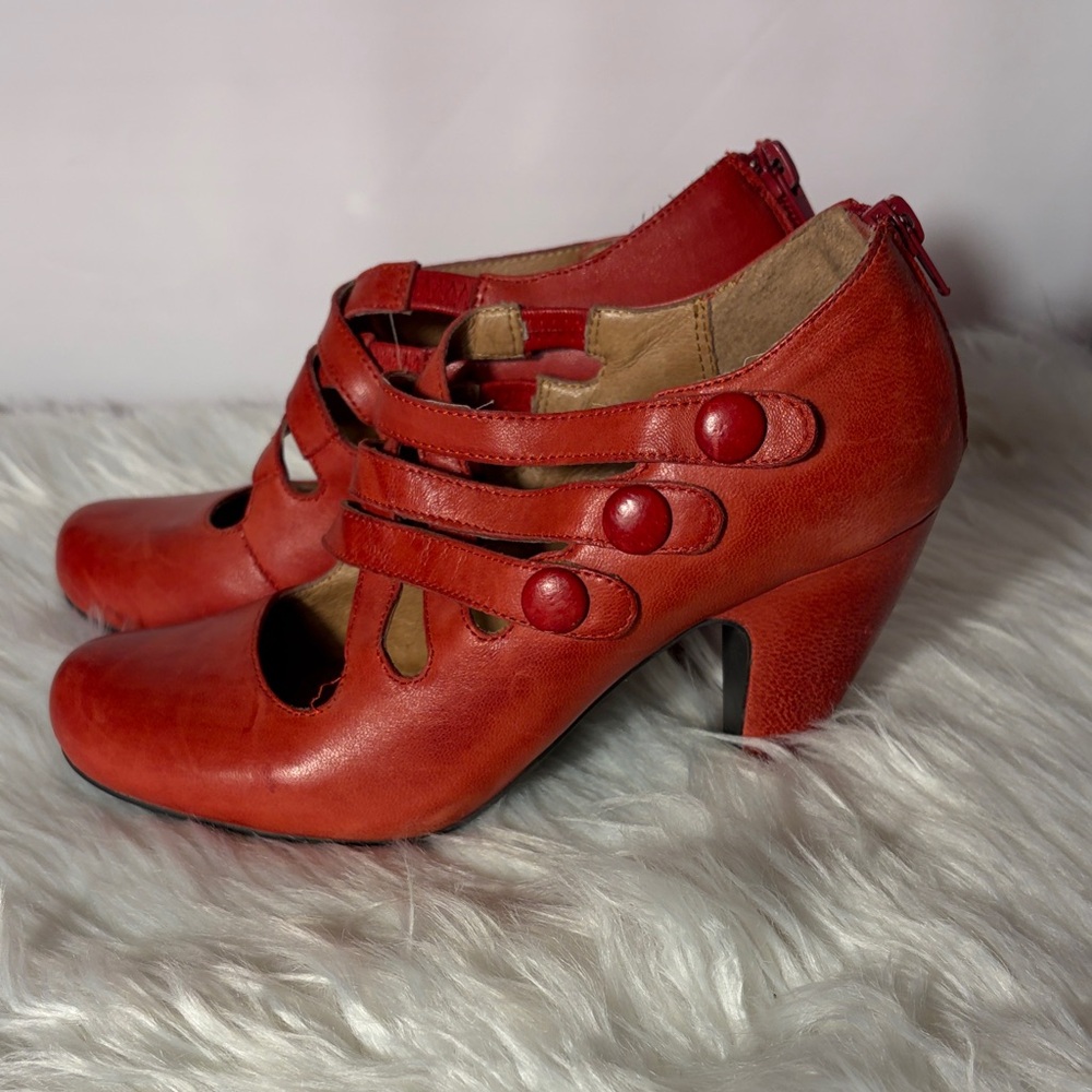Miz Mooz Red Leather Strappy Heels